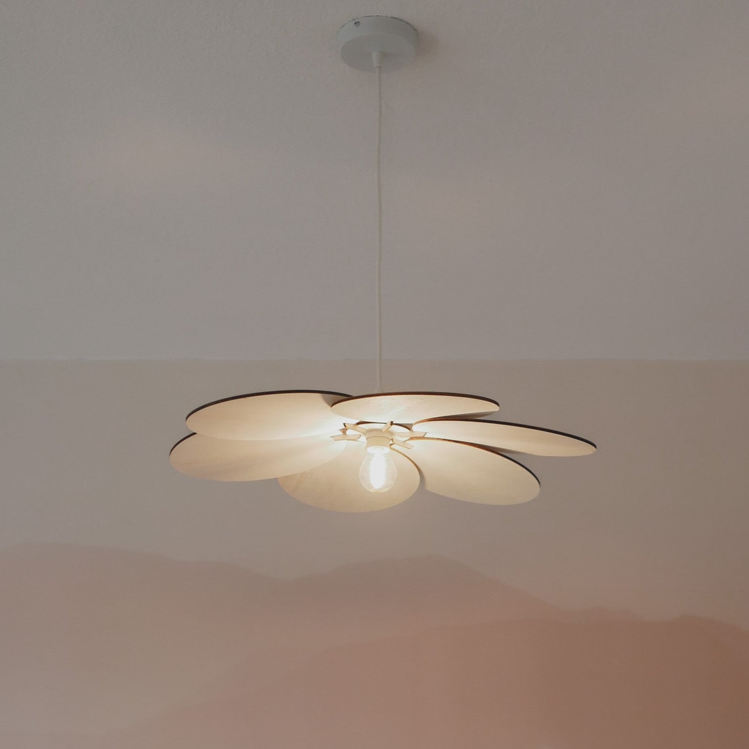 Houten hanglamp | Bloem - blank