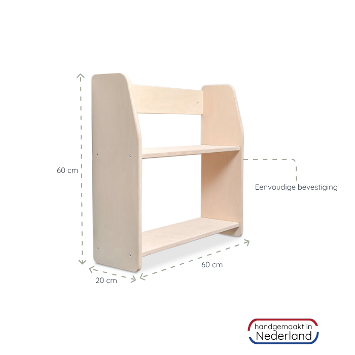 Moodie wandkast | wandrek open kast | 2 planken - blank