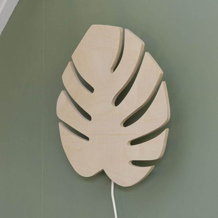 Houten wandlamp | Monstera blad - blank