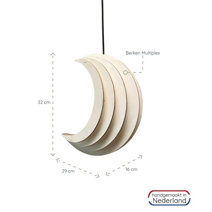 Houten hanglamp | Maan - blank