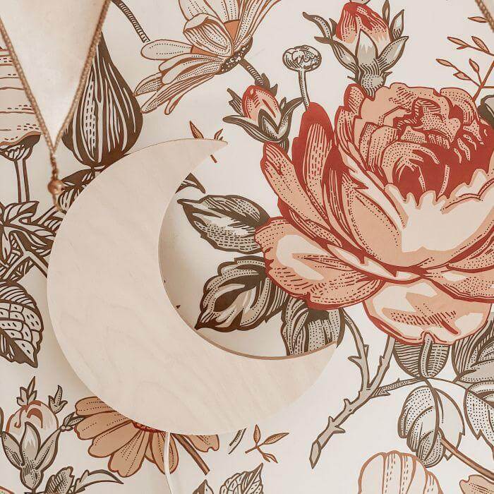 Houten wandlamp | Maan - blank