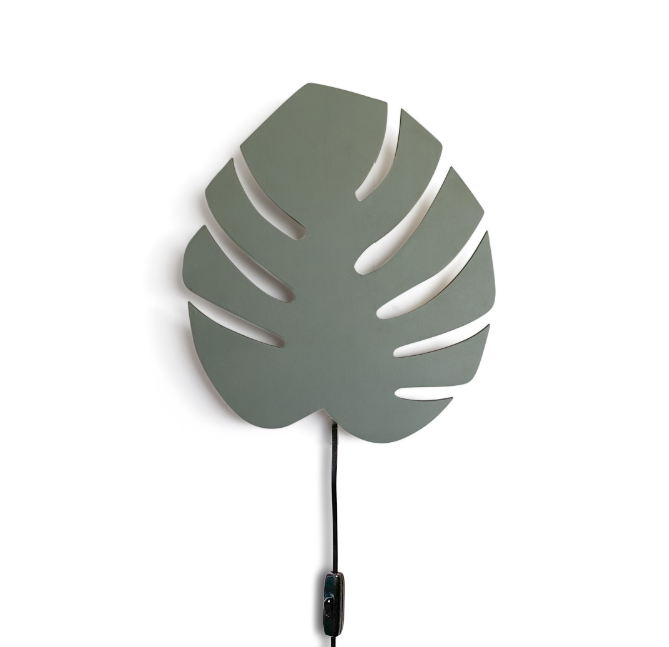 Houten wandlamp | Monstera blad - groen