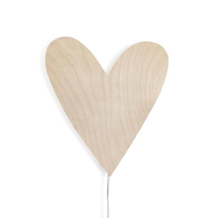 Houten wandlamp | Hart - blank