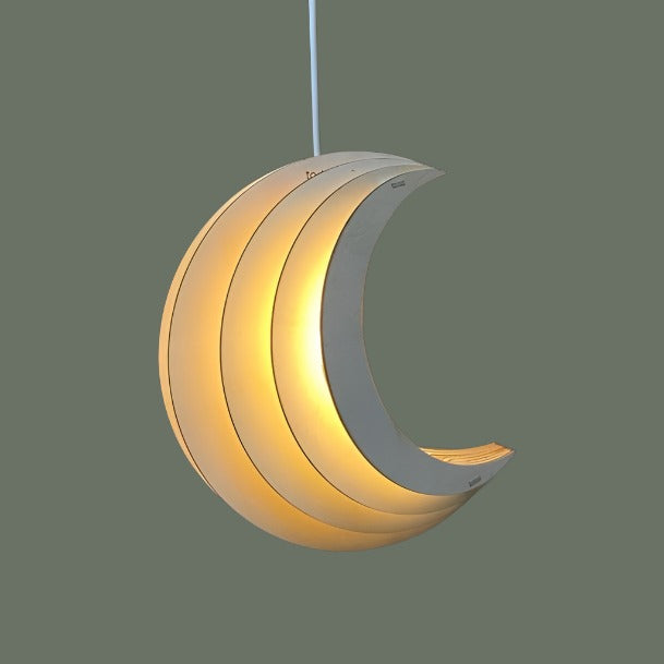 Houten hanglamp | Maan - blank