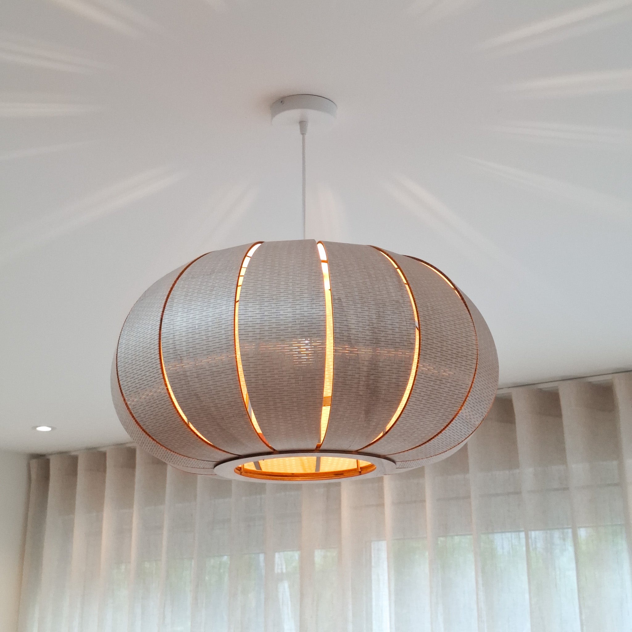 Houten hanglamp Kumo - Linen 55 cm