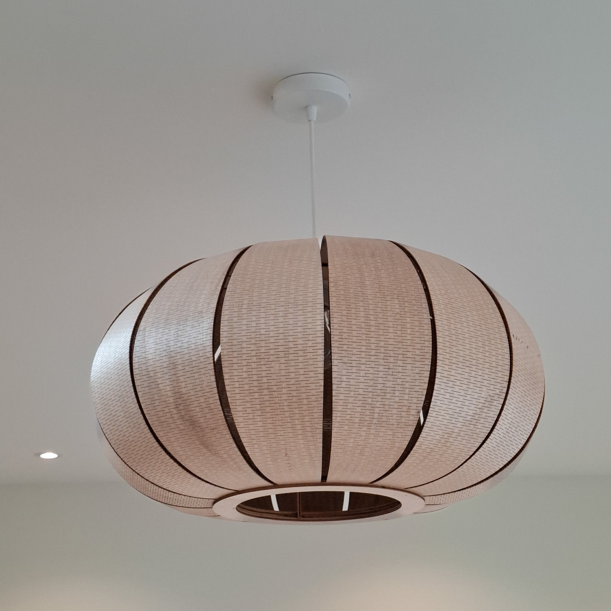 Houten hanglamp Kumo - Linen 55 cm