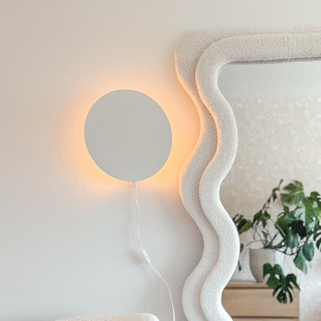 Houten wandlamp | Cirkel - wit
